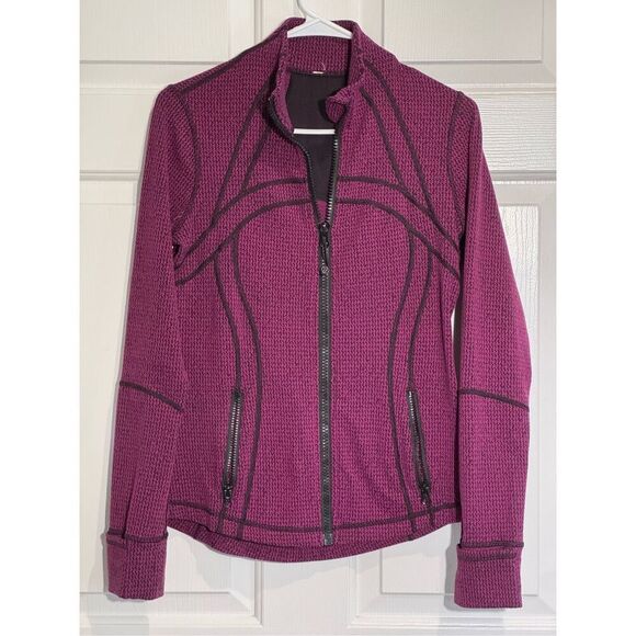 Lululemon Define Teeny Tooth Deep Fuchsia Black Lightweight Knitted Jacket Women - Picture 4 of 16